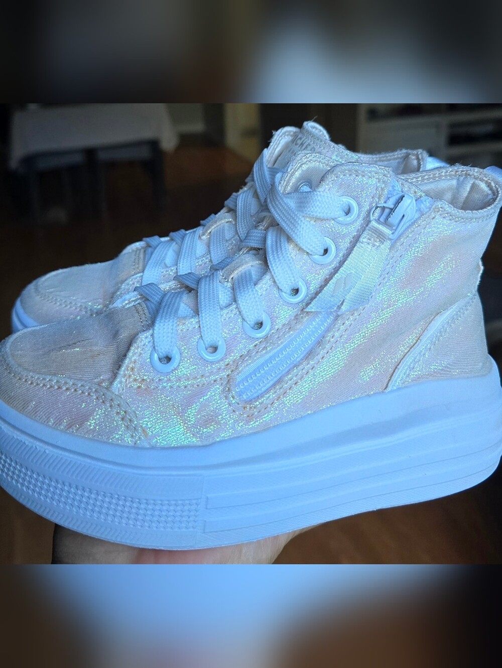 Sz 12 Toddler Girl's SKECHERS HYPERLIFT IRIDESCENT Hi Platform